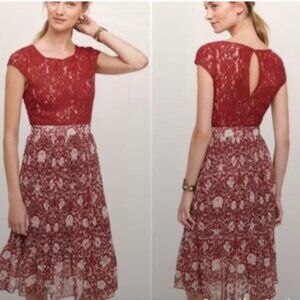 Tracy Reese Maroon Midi Dress Size 8